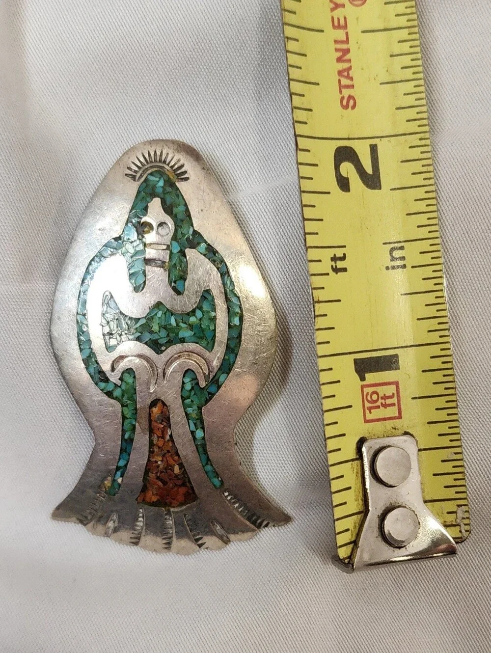 Turquoise Inlay Sterling Silver Southwestern Bird Pendant